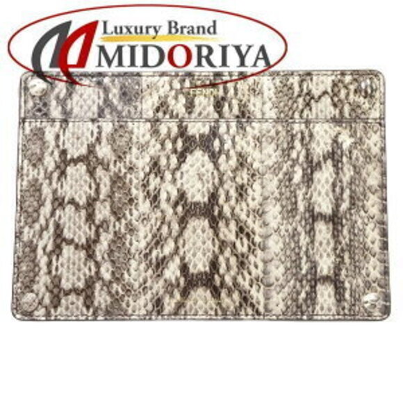 FENDI Accessory Pocket Peekaboo Python Calf Leather Beige Tan Brown main image 5